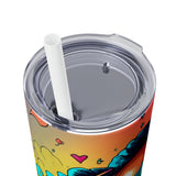Black Girl Psychedelic- Skinny Tumbler with Straw, 20oz